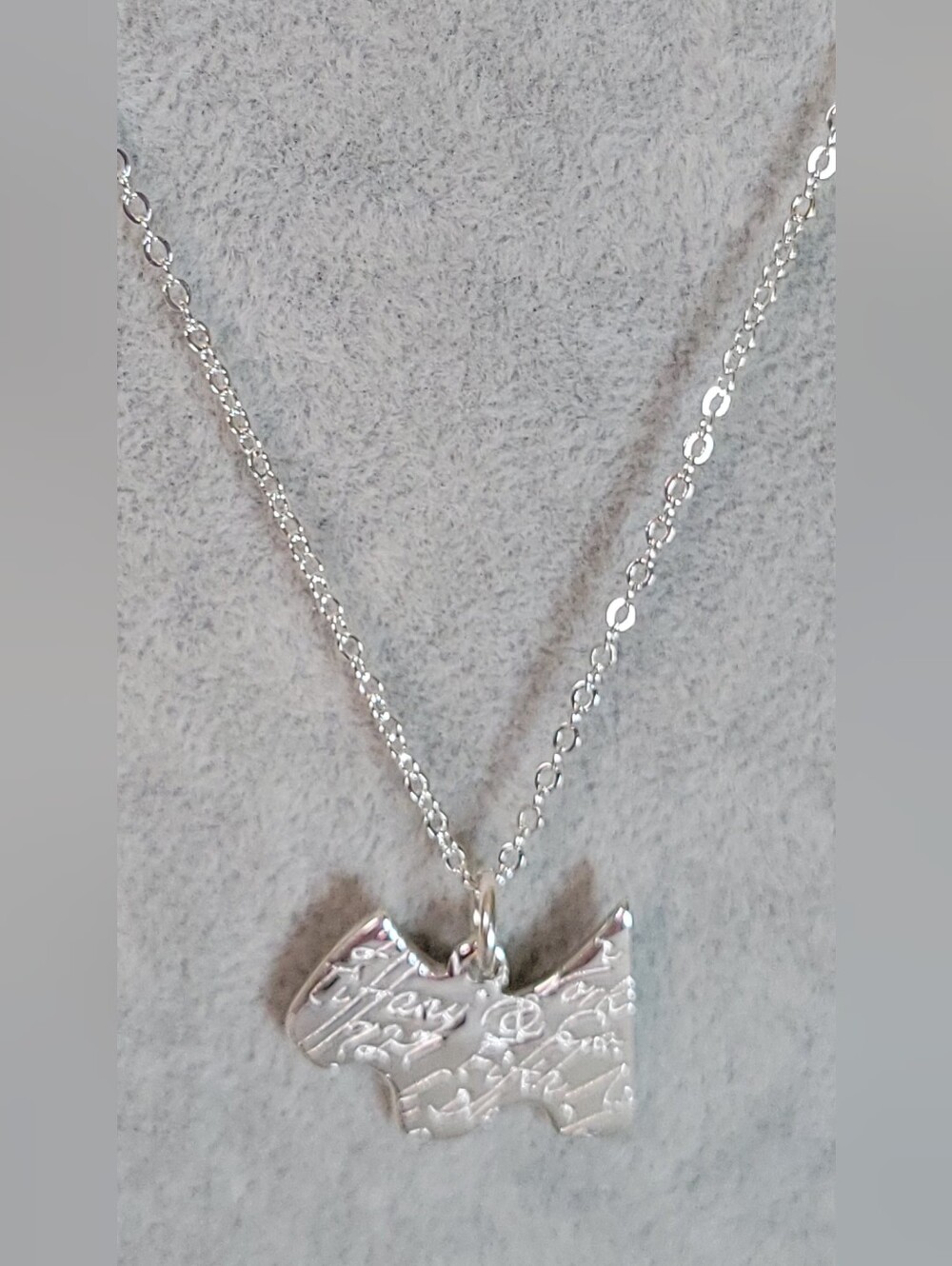 ​Tiffany & Co. Sterling Silver/925 Scottish Terrier Dog Script Charm Pendant 18"